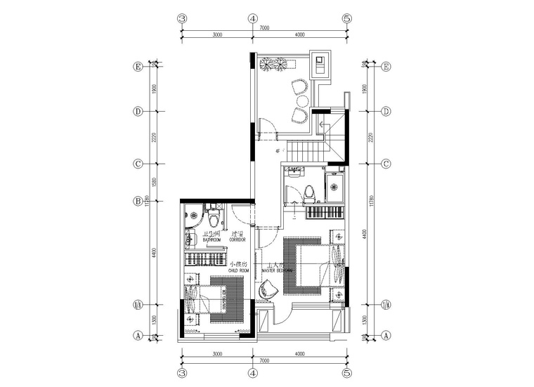 Matrix矩阵纵横-北京路劲国际城叠拼户型精装施工图+设计方案+软装方案+物料-2四层平面布置图_看图王