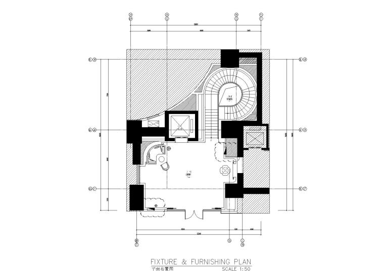 [上海]CCD-浦东知名地产滨江华府会所+住宅首层泛会所丨6100m²丨效果图+施工图+材料表-1F大堂、楼梯平面布置图