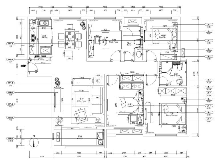 ​河南宏力新村商务广场样板房施工图+效果-家具尺寸图