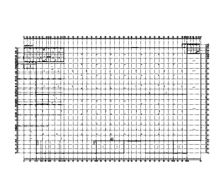 成都三层厂房强电竣工图（CAD+PDF）-主厂房屋顶防雷平面图