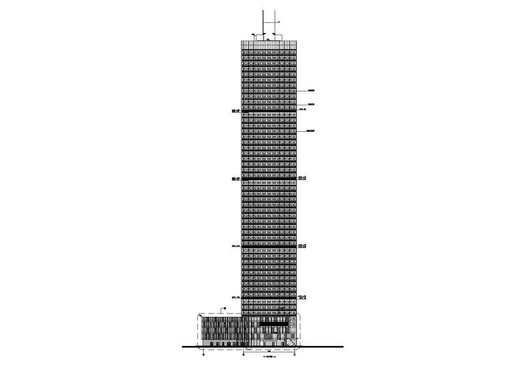 55层超高层框筒结构商业综合楼全套施工图-商业办公综合楼建筑轴立面图