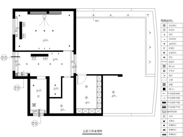 [福州]品川-长乐三居室别墅样板房室内装修CAD施工图+效果图+实景拍摄-天花反映图