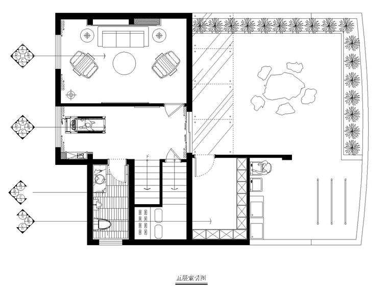 [福州]品川-长乐三居室别墅样板房室内装修CAD施工图+效果图+实景拍摄-5层索引图