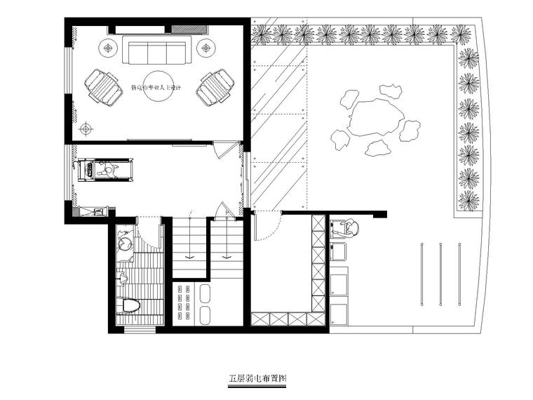 [福州]品川-长乐三居室别墅样板房室内装修CAD施工图+效果图+实景拍摄-5层弱电图