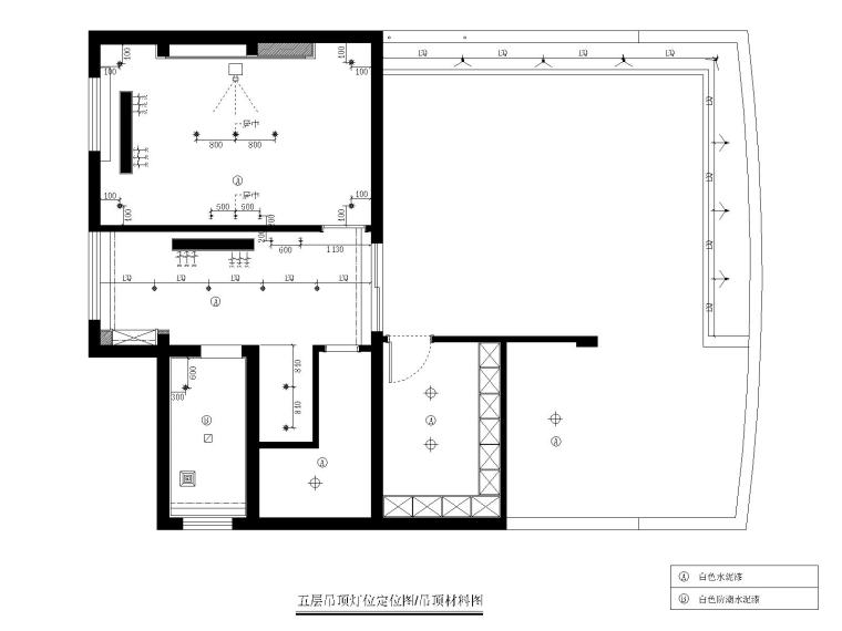 [福州]品川-长乐三居室别墅样板房室内装修CAD施工图+效果图+实景拍摄-灯位布置图