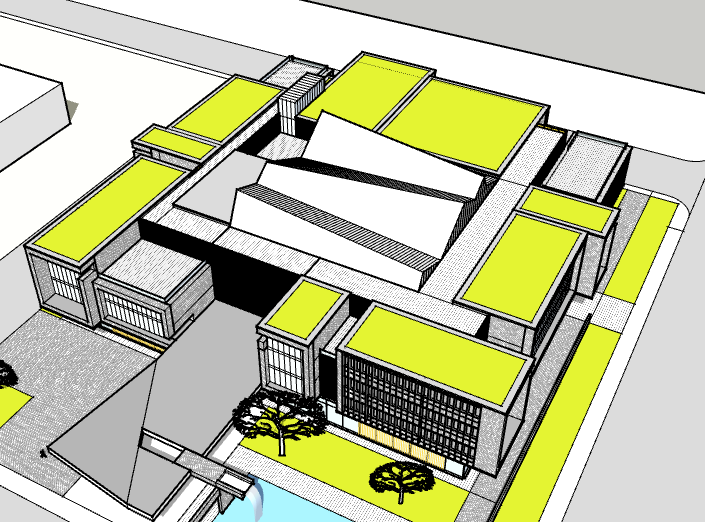 速滑馆及附属建筑资料下载-现代风格展览馆建筑模型设计
