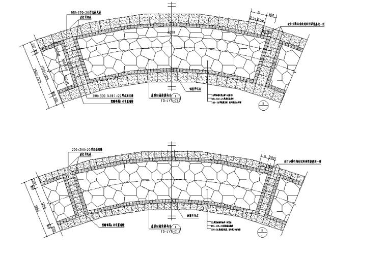 景观细部施工|园路石材铺装样式（灰色弧线系列）-园路石材铺装样式（灰色弧线系列）