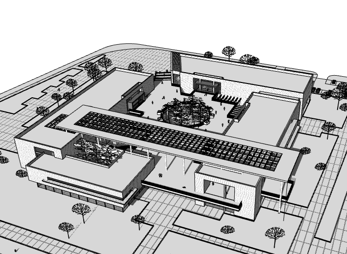 美食街模型现代中式资料下载-现代风格博物馆建筑模型设计