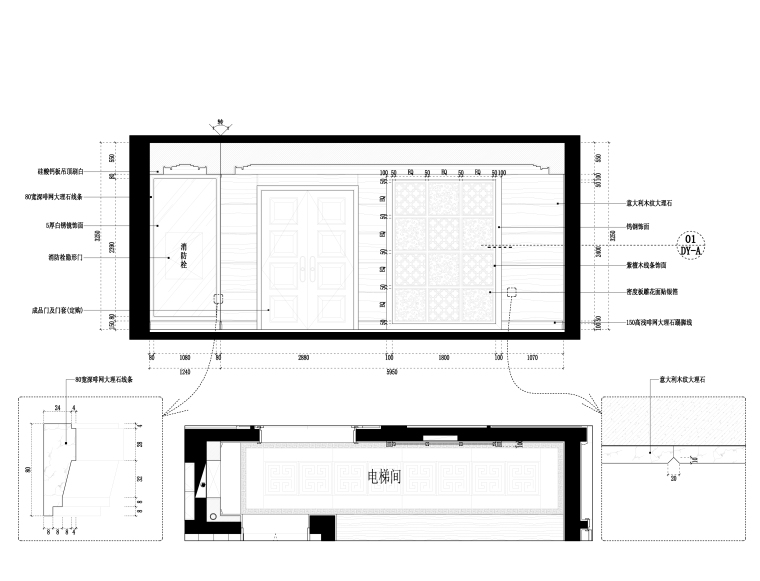 [福州]品川-福安水岸名居样板房室内装修CAD施工图+效果图-立面图