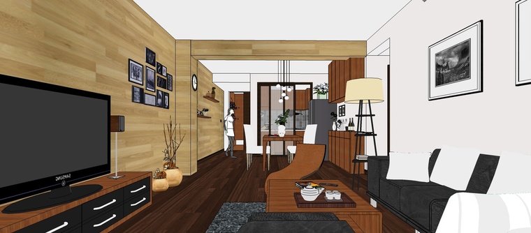 现代风格家装su室内模型设计