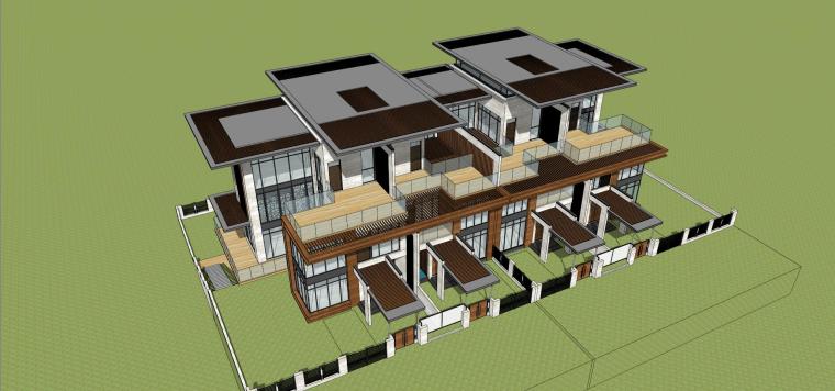 新亚洲别墅建筑模型资料下载-新亚洲风格联排别墅建筑模型设计（2018年）