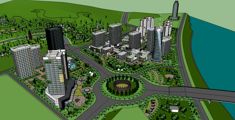 su城市体块模型资料下载-城市规划su模型|安康模型（山体景观）