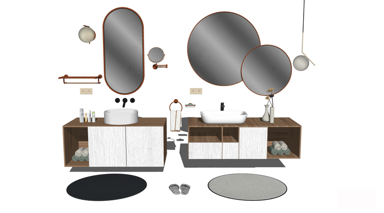 轻奢室内卫生间卫浴洁具浴室柜家具全套草图大师设计素材库-模型(5)
