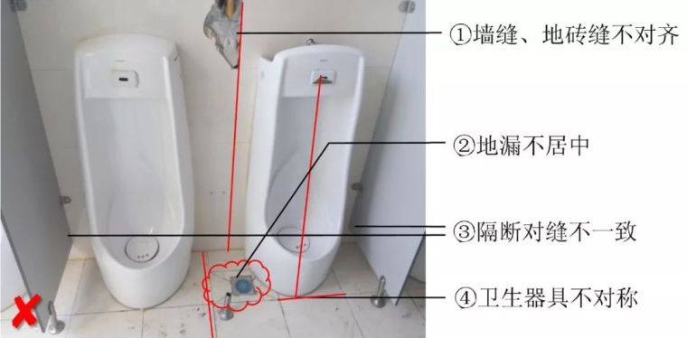 卫生间隔墙详图资料下载-卫生间工程创优八字经：居中、对称、成线、一致