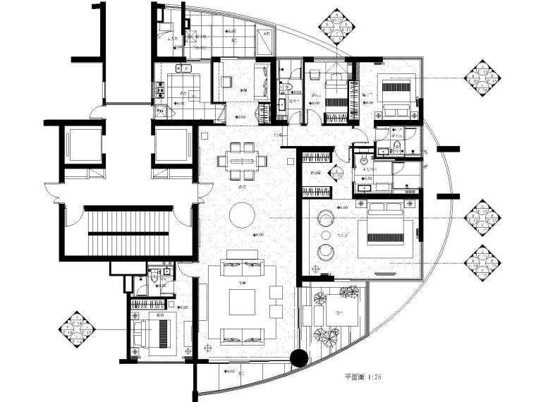 cad浴室大样图资料下载-[深圳]中信紅樹灣梁宅室内装修CAD施工图+官方摄影