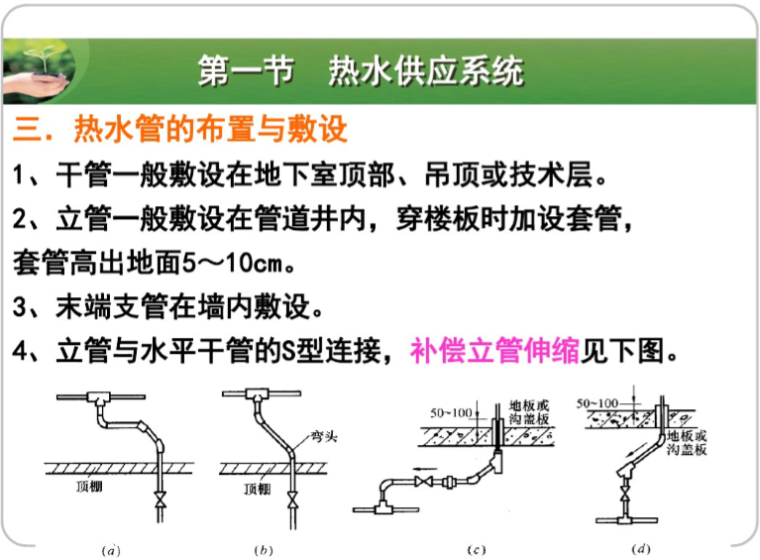 建筑设备-热水与饮水供应-热水管的布置与敷设