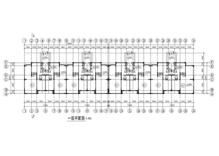 [吉林]长春某花园小区住宅楼建筑群设计施工图(含总图)-20栋一层平面图