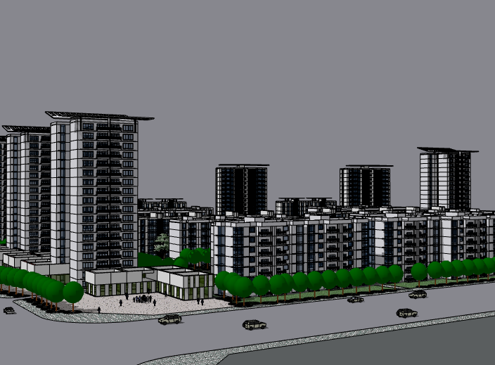 现代多层住宅建筑模型资料下载-现代风格住宅小区建筑模型设计