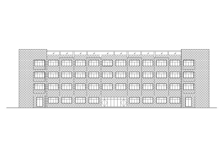 4层钢混框架结构办公楼全套施工图（建筑结构水电）-办公楼建筑立面图