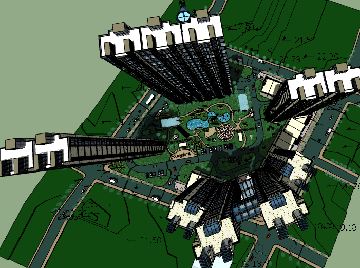支撑高层技术要点资料下载-锦绣年华二期高层住宅小区建筑模型设计