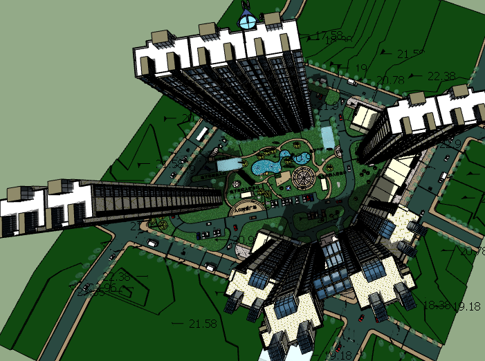 锦绣su模型资料下载-锦绣年华二期高层住宅小区建筑模型设计