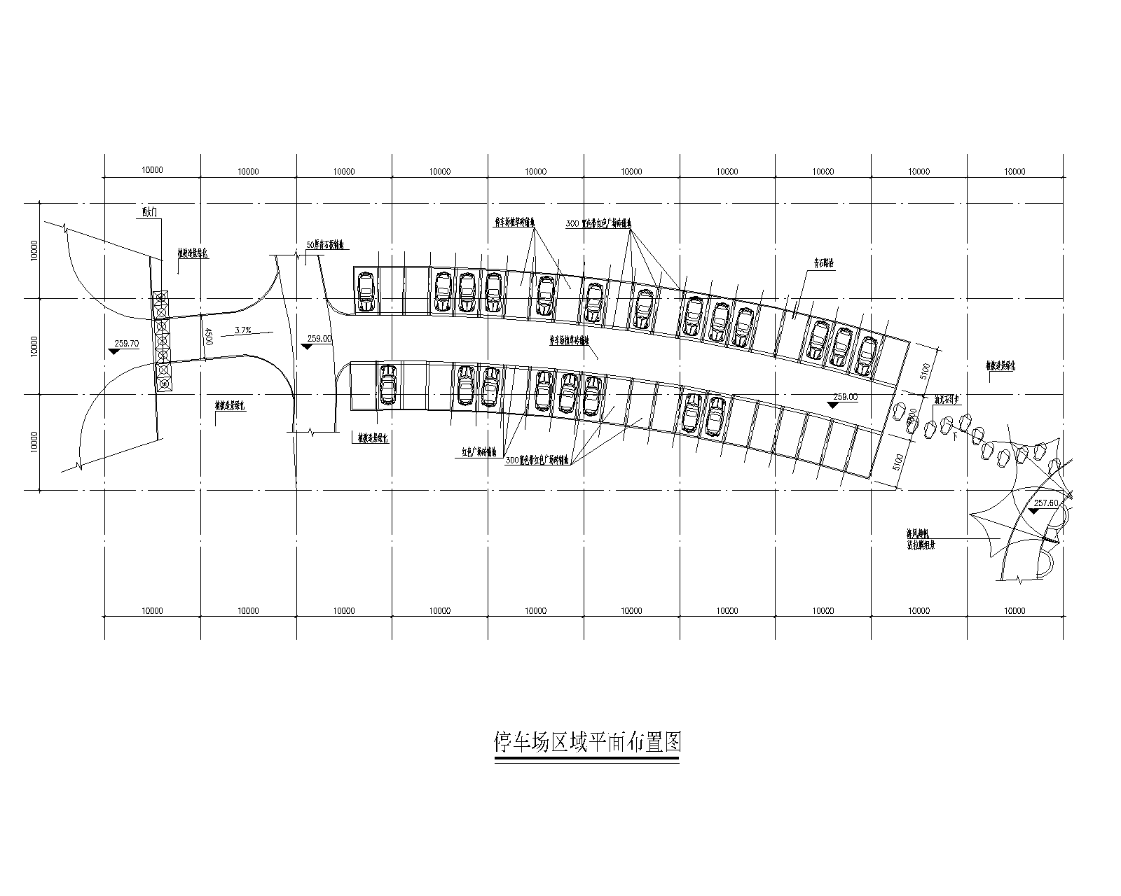 停车场自行车架cad平面图