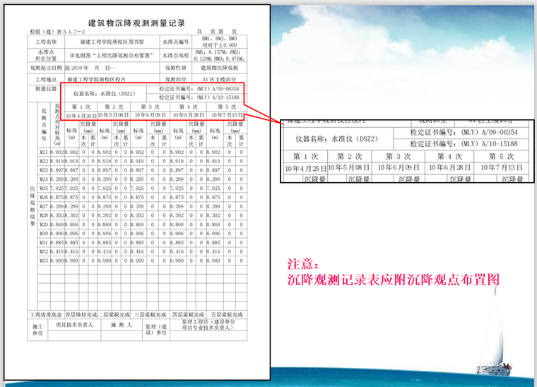 建筑工程资料编制交流报告-沉降观测记录表应附沉降观点布置图