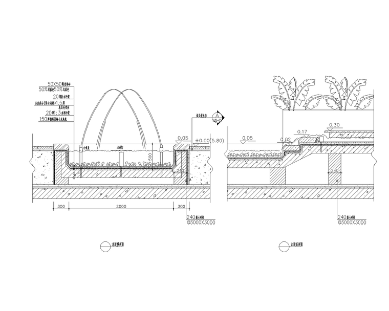 42套跌水叠泉瀑布cad施工图(21-42)