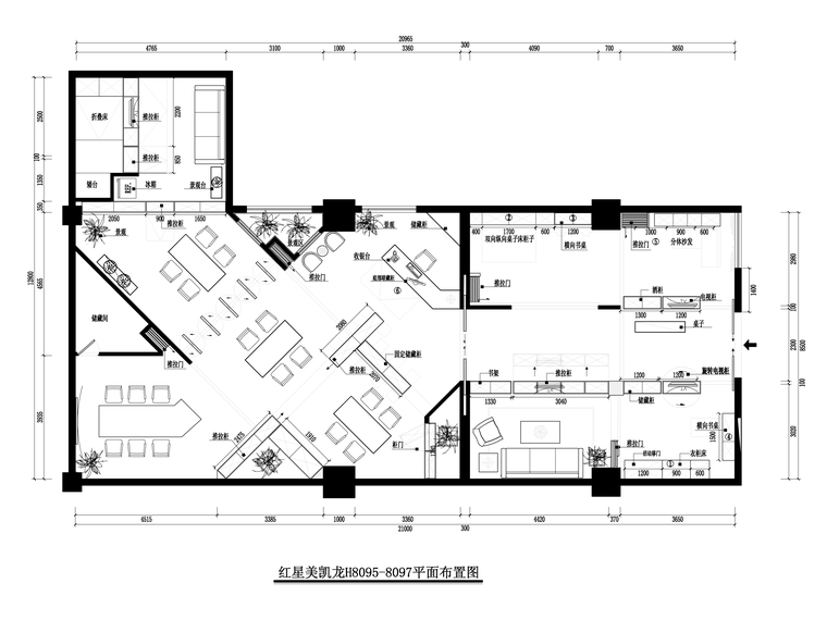 商业空间效果图jpg资料下载-[福州]译景复合空间装饰项目施工图+效果图