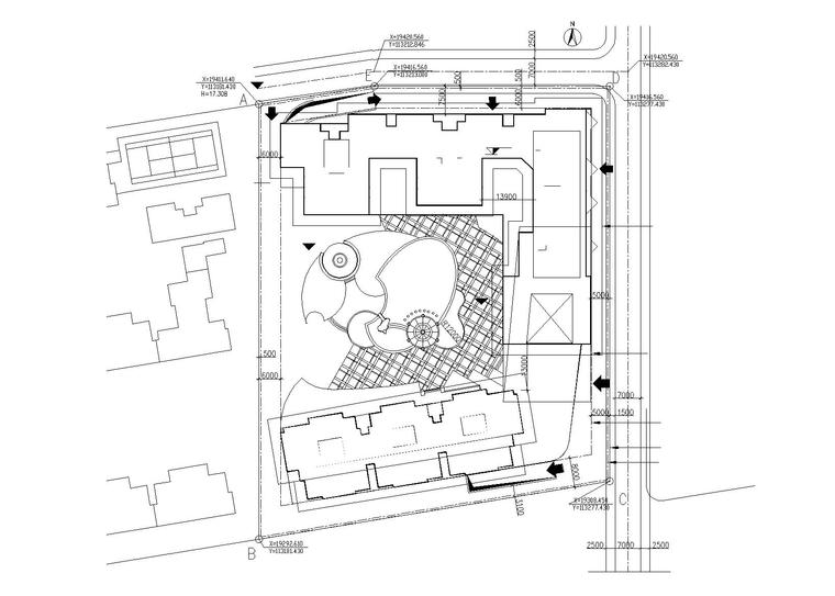 北京国际大厦建筑设计施工图（CAD）-总平面图