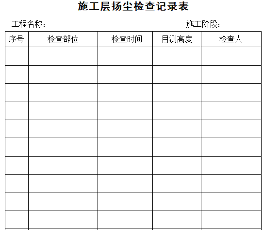 [陕西]建筑业绿色施工管理过程检查记录用表（43个表格）-施工层扬尘检查记录表