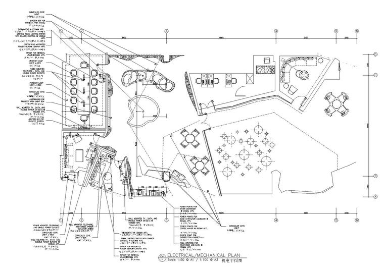 [临沂]Studio HBA赫室-临沂知名地产中心招商展示中心效果图+方案PPT+平面图CAD+完工实景-机电平面图