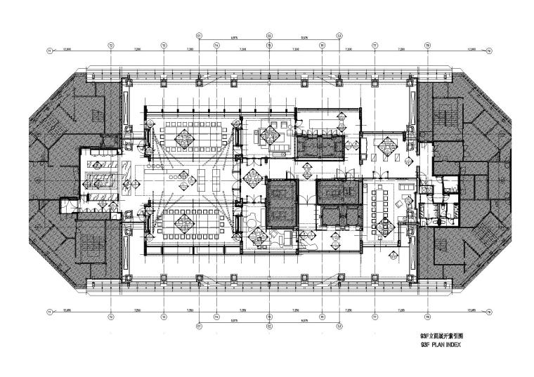 [上海]上海环球金融中心93层工程项目施工图-93F立面展开索引图