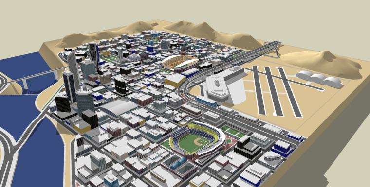 沙漠公园规划方案资料下载-沙漠城市规划su模型