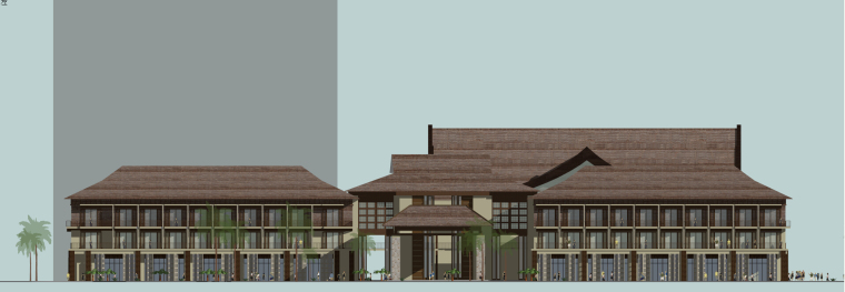 东南亚中式酒店建筑设计资料下载-东南亚风格-场馆建筑设计SU模型