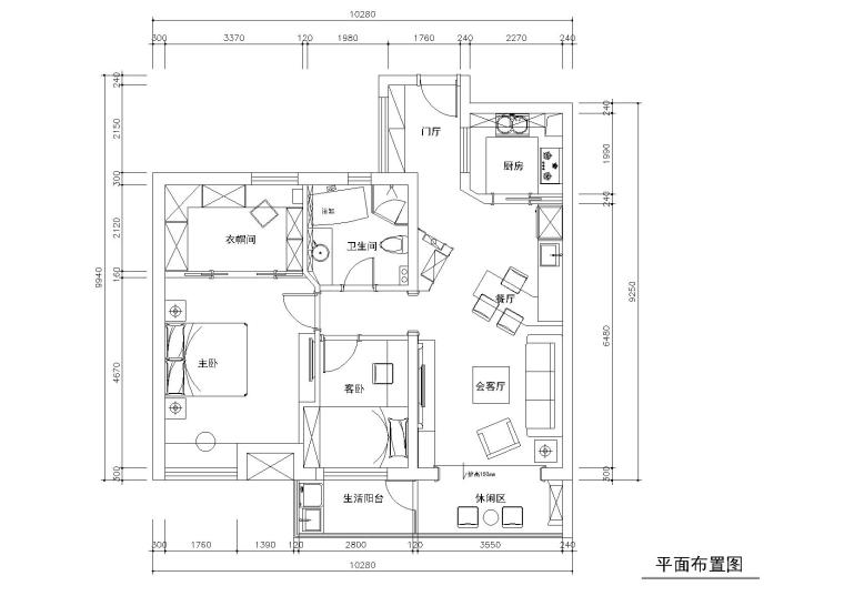 居室空间平面布局资料下载-[江苏]昆承湖国际花园样板间CAD施工图+实景