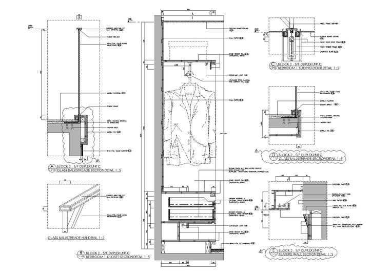 [加拿大]Yabu Pushelberg-拟议住宅开发CAD施工图+实景拍摄-衣柜节点大样