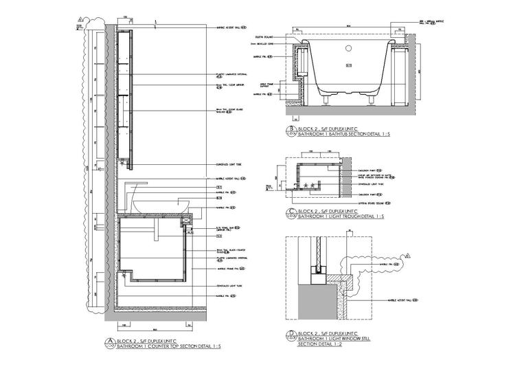 [加拿大]Yabu Pushelberg-拟议住宅开发CAD施工图+实景拍摄-卫生间节点大样