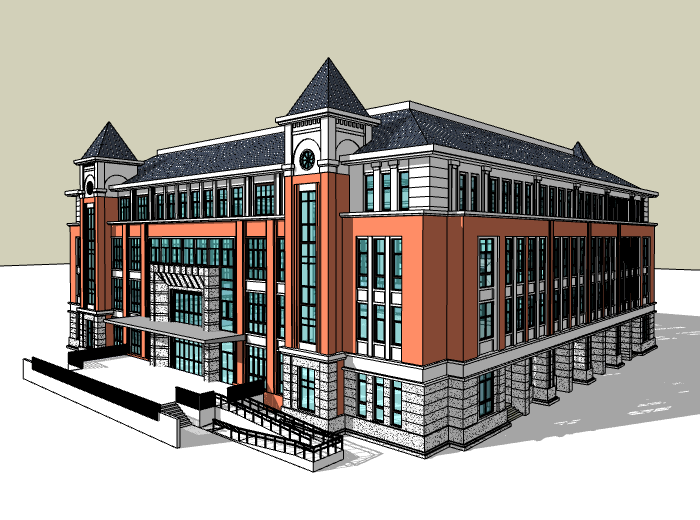 欧式教学楼建筑模型设计