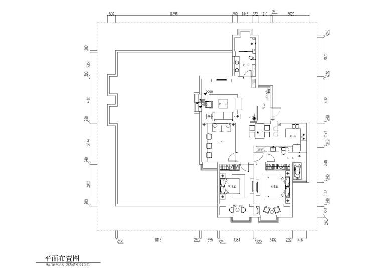 新中式室内设计两居室资料下载-[安徽]亳州杨宝富样板间CAD施工图+效果图