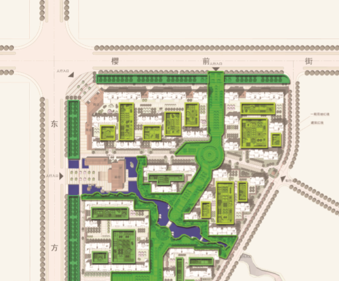 [大型国企]房地产开发项目详细规划方案(附图丰富)-绿化系统分析