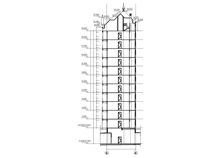 [广东]广州花都区某现代住宅楼群建筑施工套图（含各专业图纸）-A17栋1-1剖面图