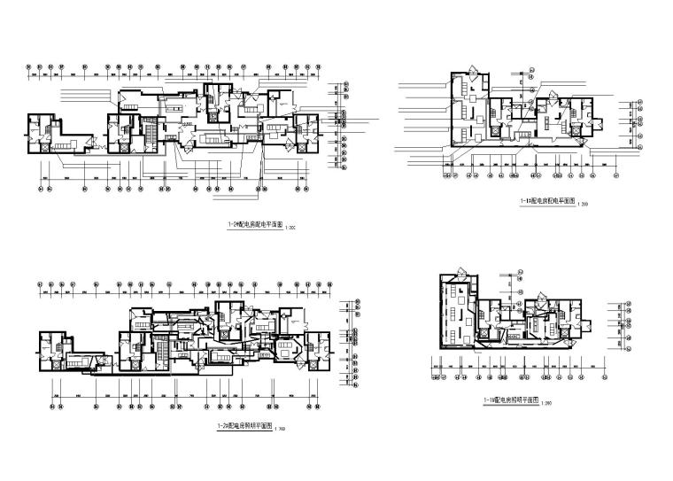 [广东]广州花都区某现代住宅楼群建筑施工套图（含各专业图纸）-1-1#，2#配电房配电，照明平面图