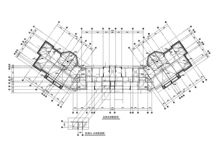 [广东]广州花都区某现代住宅楼群建筑施工套图（含各专业图纸）-A21栋设备层梁配筋图