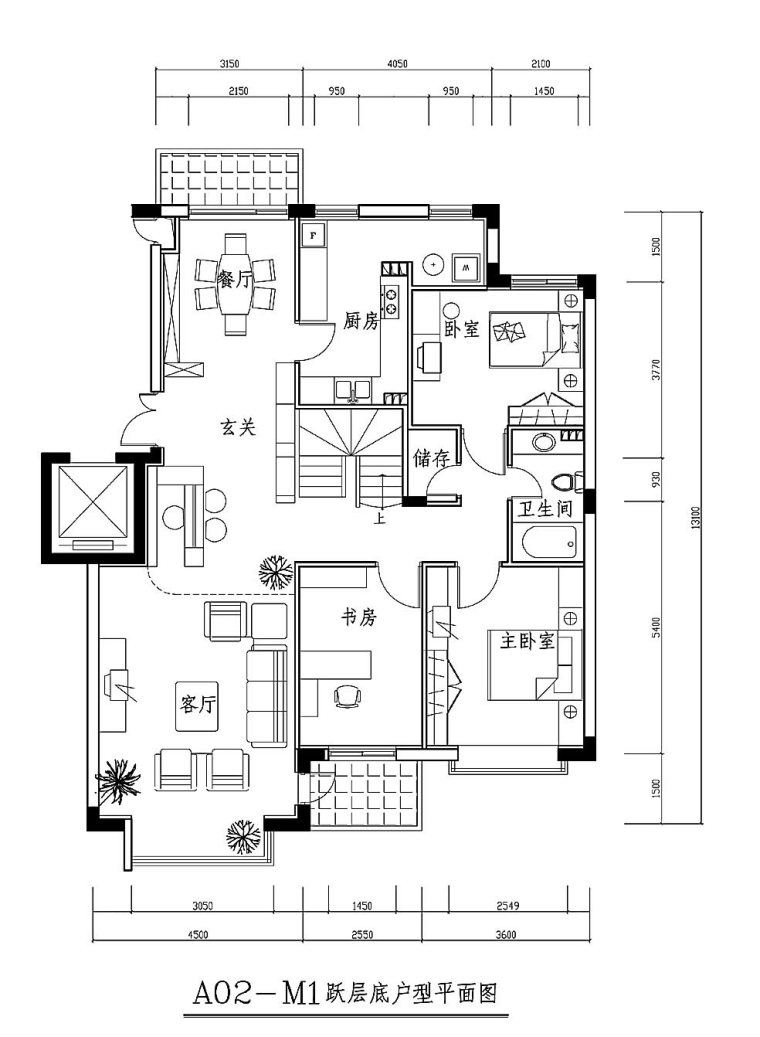简欧二居室装修设计图资料下载-南北通透户型方正二居三居户型图21套（JPG）