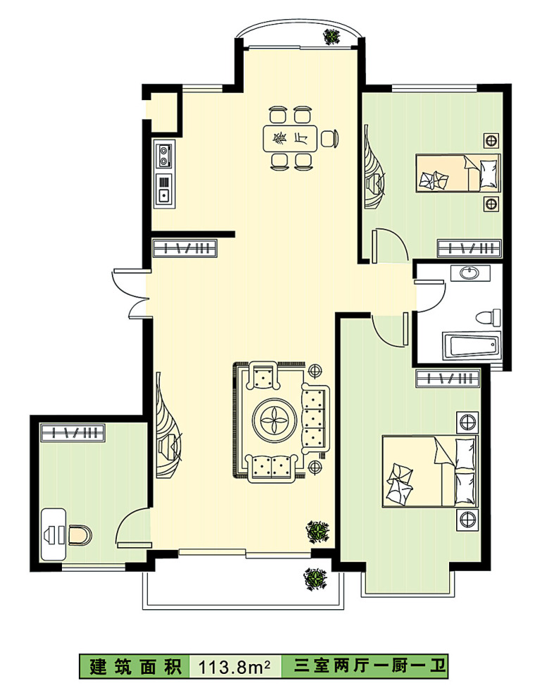 南北通透户型方正二居三居户型图21套（JPG）-大连LX02