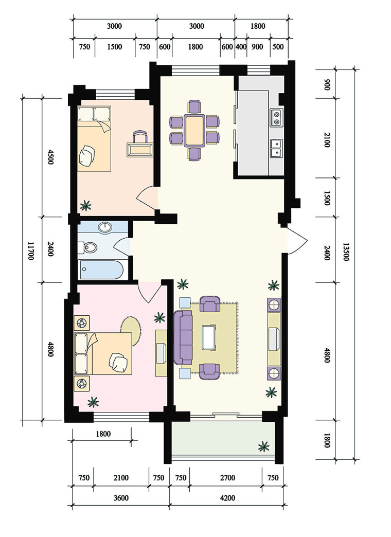 南北通透户型方正二居三居户型图21套（JPG）-大连MC01