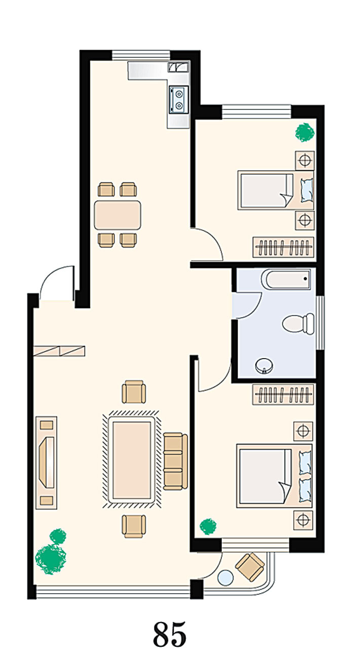 南北通透户型方正二居三居户型图21套（JPG）-大连QXC02