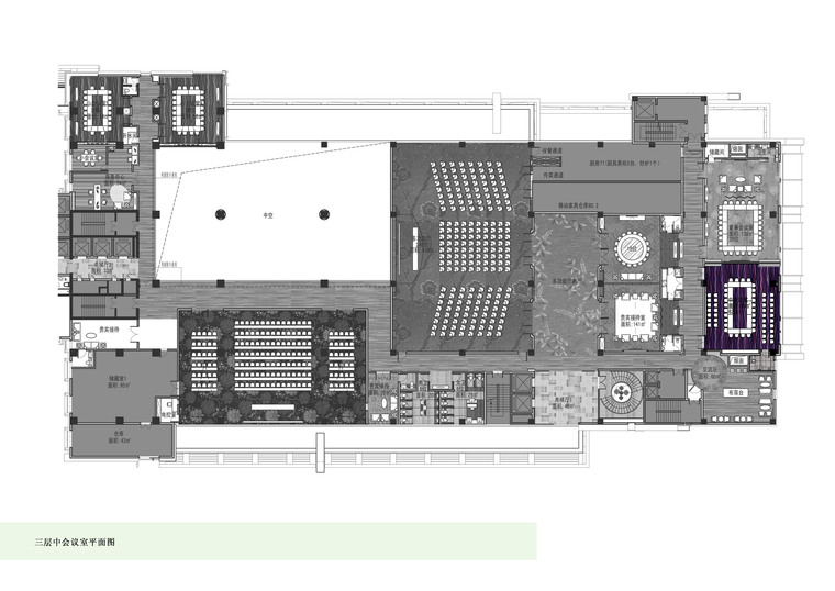 [厦门]休闲度假区五星级酒店中会议室设计装修图（含效果）-44 三层中会议室平面图 副本