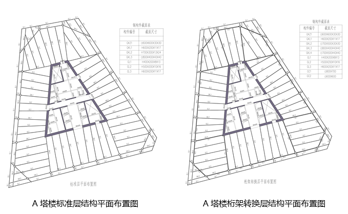 综合性办公建筑结构方案设计说明2016-A塔楼标准层结构平面布置图